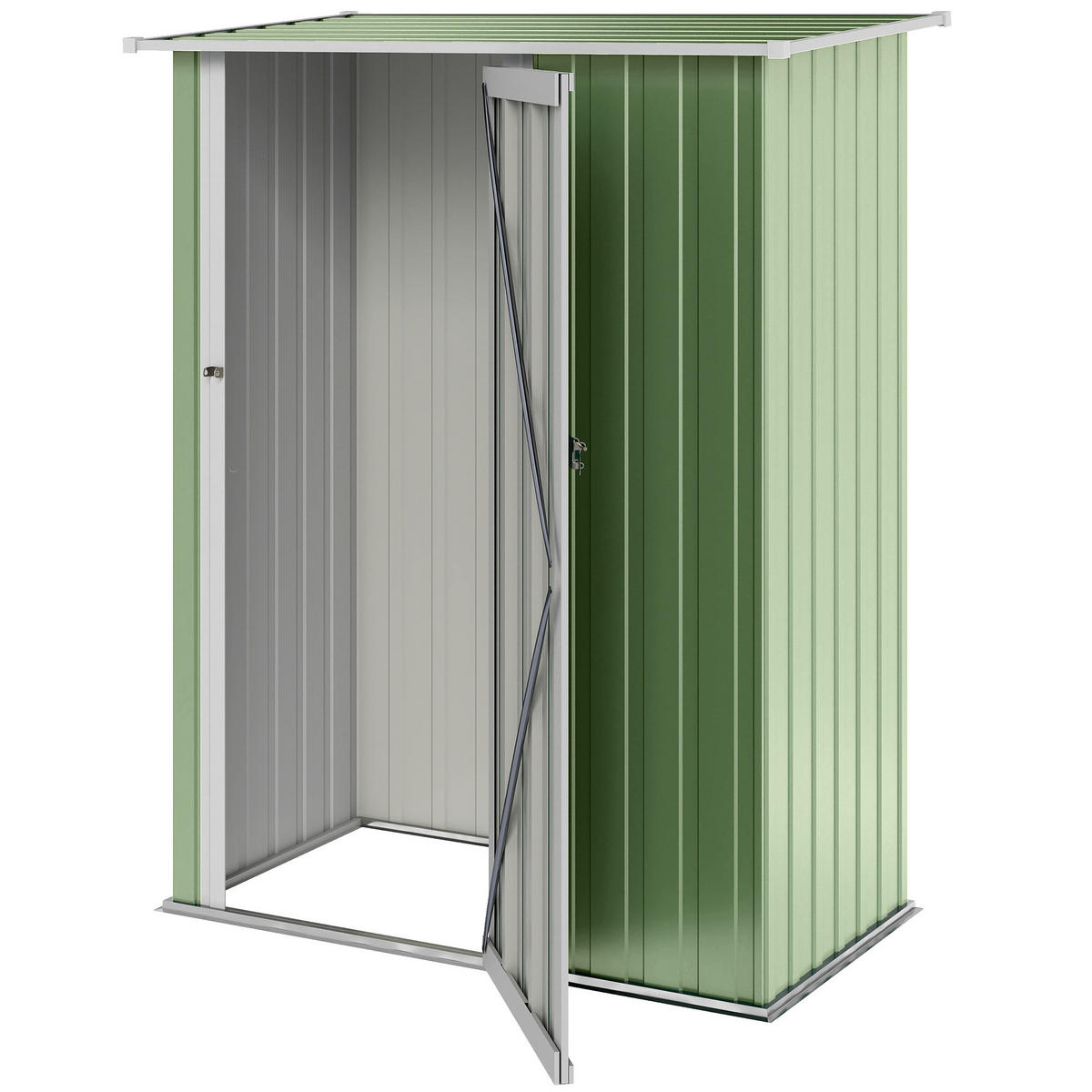 GERÄTEHAUS DE-08087 mit Pultdach und abschließbarer Tür Grün - Grün, Metall (86/189/142cm) - ComfortXL