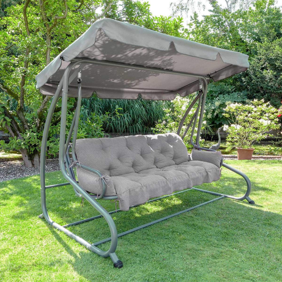 HOLLYWOODSCHAUKELAUFLAGE Flair HS 180/50/8cm Hellgrau - Hellgrau, Textil (50/8/180cm) - Beautissu 