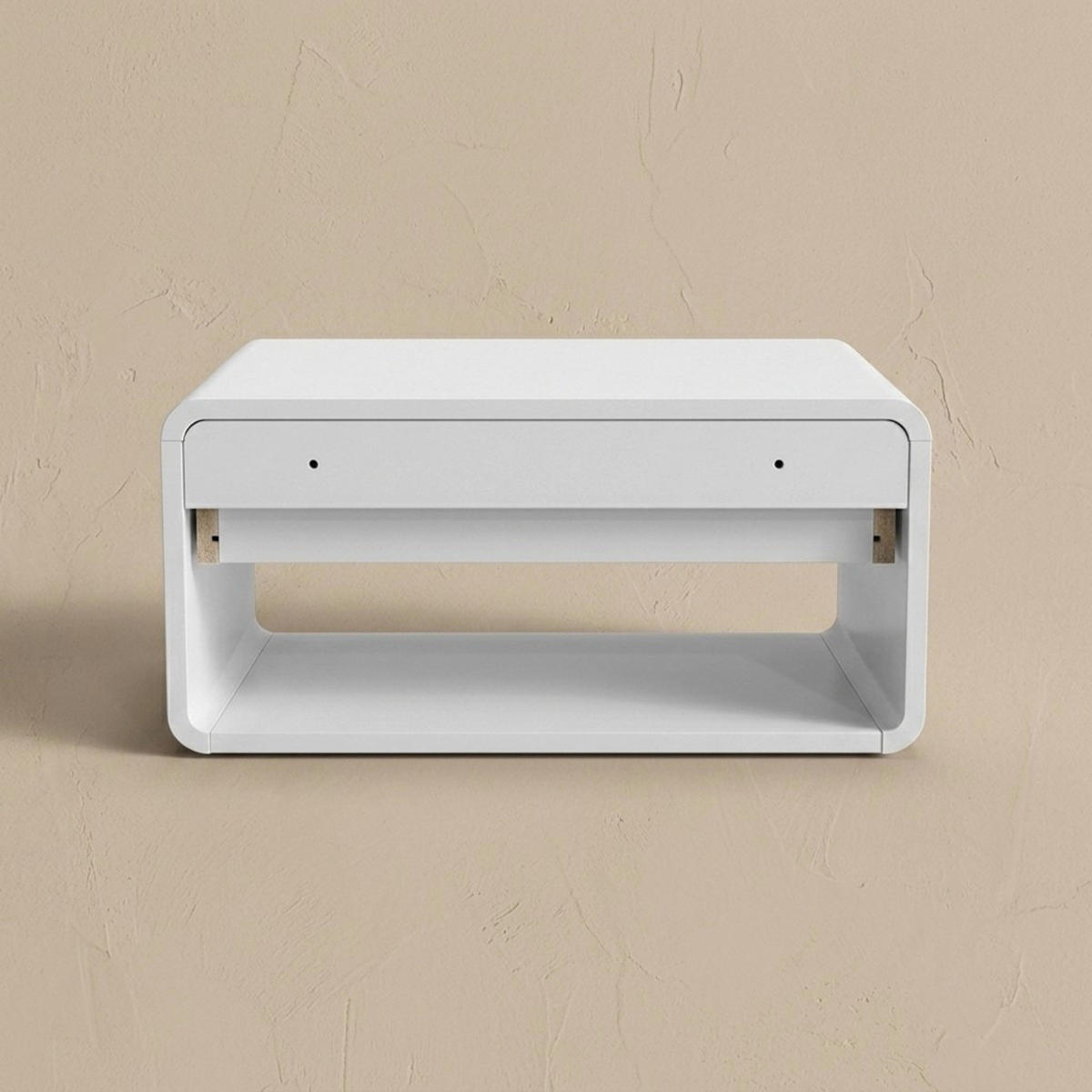 WAND-NACHTTISCH mit Schublade und Regal 46/25/21 cm - Weiß, Holzwerkstoff (25/21/46cm) - SCENA LIVING