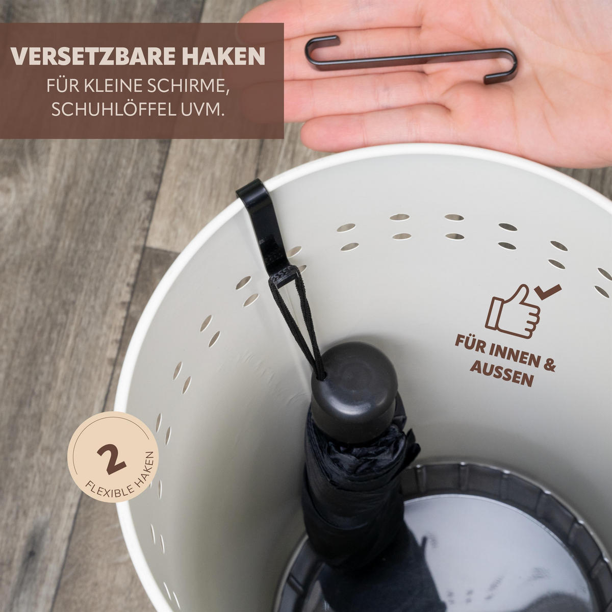 SCHIRMSTÄNDER, mit Abtropfschale, Metall, weiß - Weiß, Metall (22/50.5/22cm) - bremermann