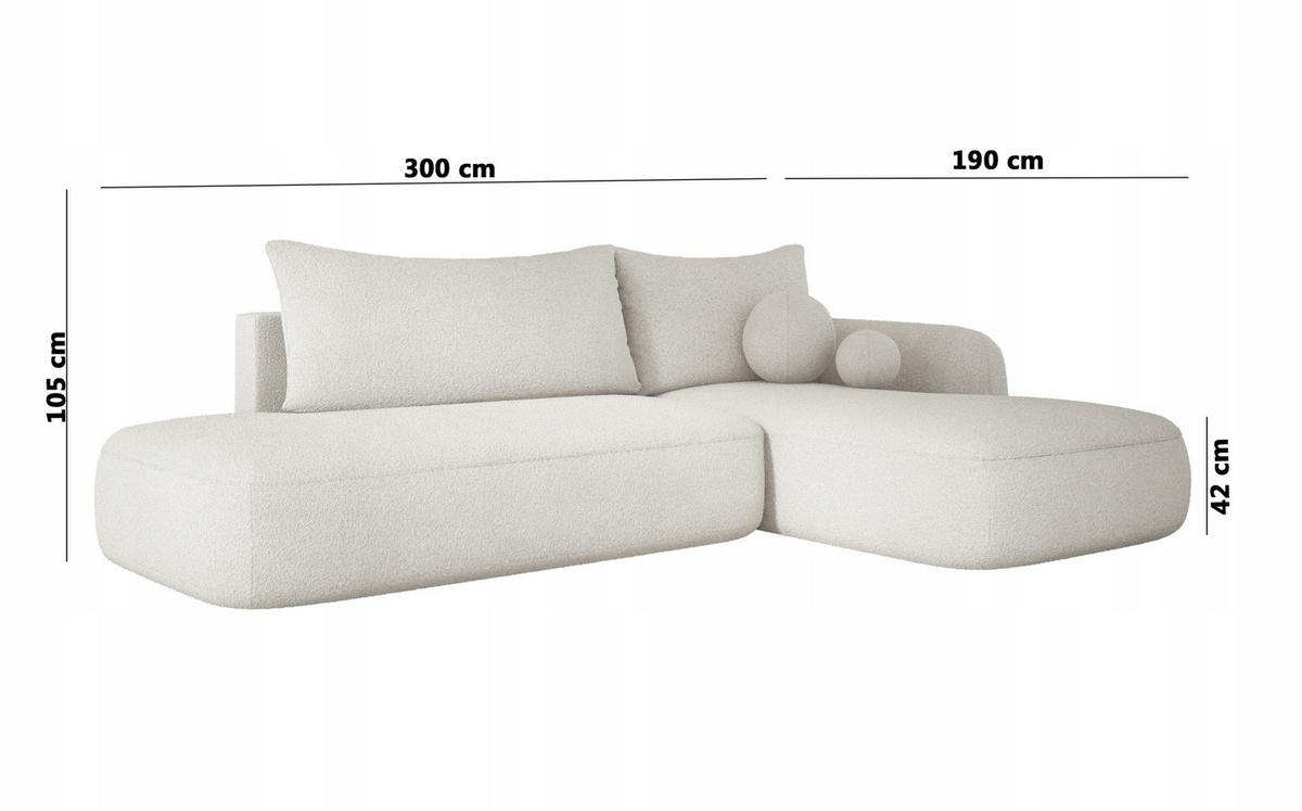 ECKSOFA BABU mit Schlaffunktion, Moderne Polsterecke für Wohnzimmer, funktionales Schlafsofa im Stoff NOW OR NEVER, 300x105x60cm rechte, orange​ - Orange, Holz/Textil (300/190cm) - DomoHome