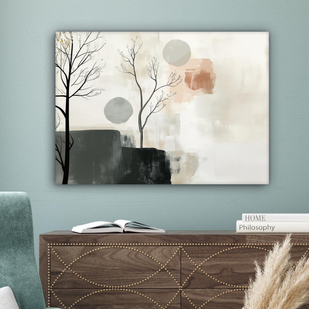 LEINWANDBILD Wabi sabi - Beige - Pflanze Wandbilder 80x60 cm - Sandfarben, Textil (80/60cm) - MuchoWow