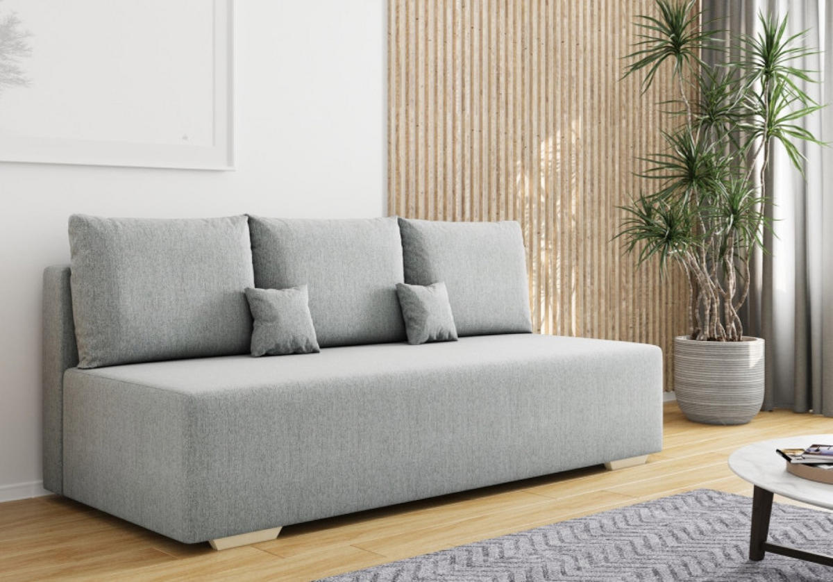 SOFA Hellgrau OLA Mit Schlaffunktion Ohne Armlehnen - Grau, Naturmaterialien (195/88/85cm) - Sepro Meble