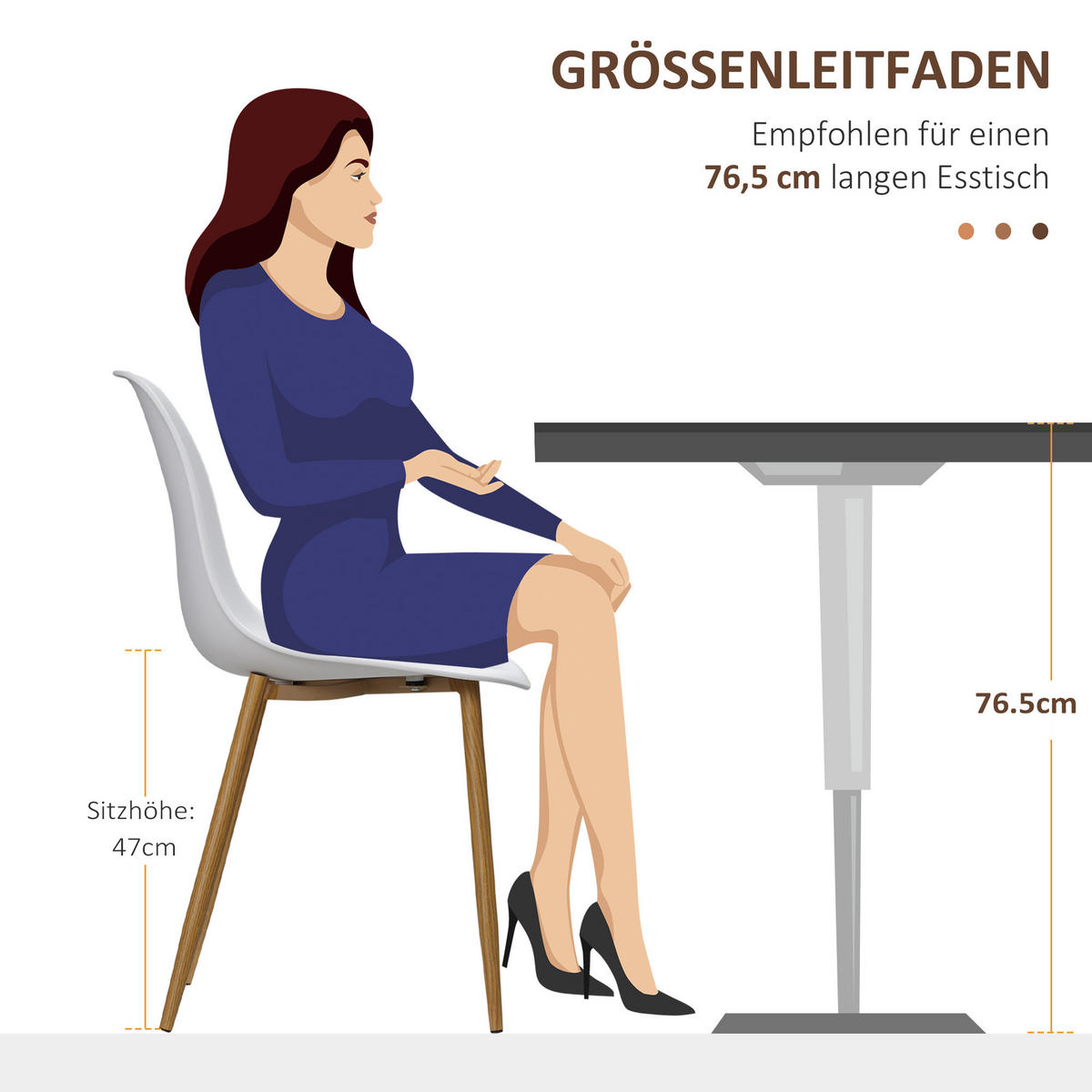 ESSZIMERSTUHL 4er-Set, Metallbeine in Holzoptik, rutschfeste Füße, bis 120 kg, Weiß/Holzdekor - Weiß, Kunststoff (52/85.5/45cm) - HOMCOM