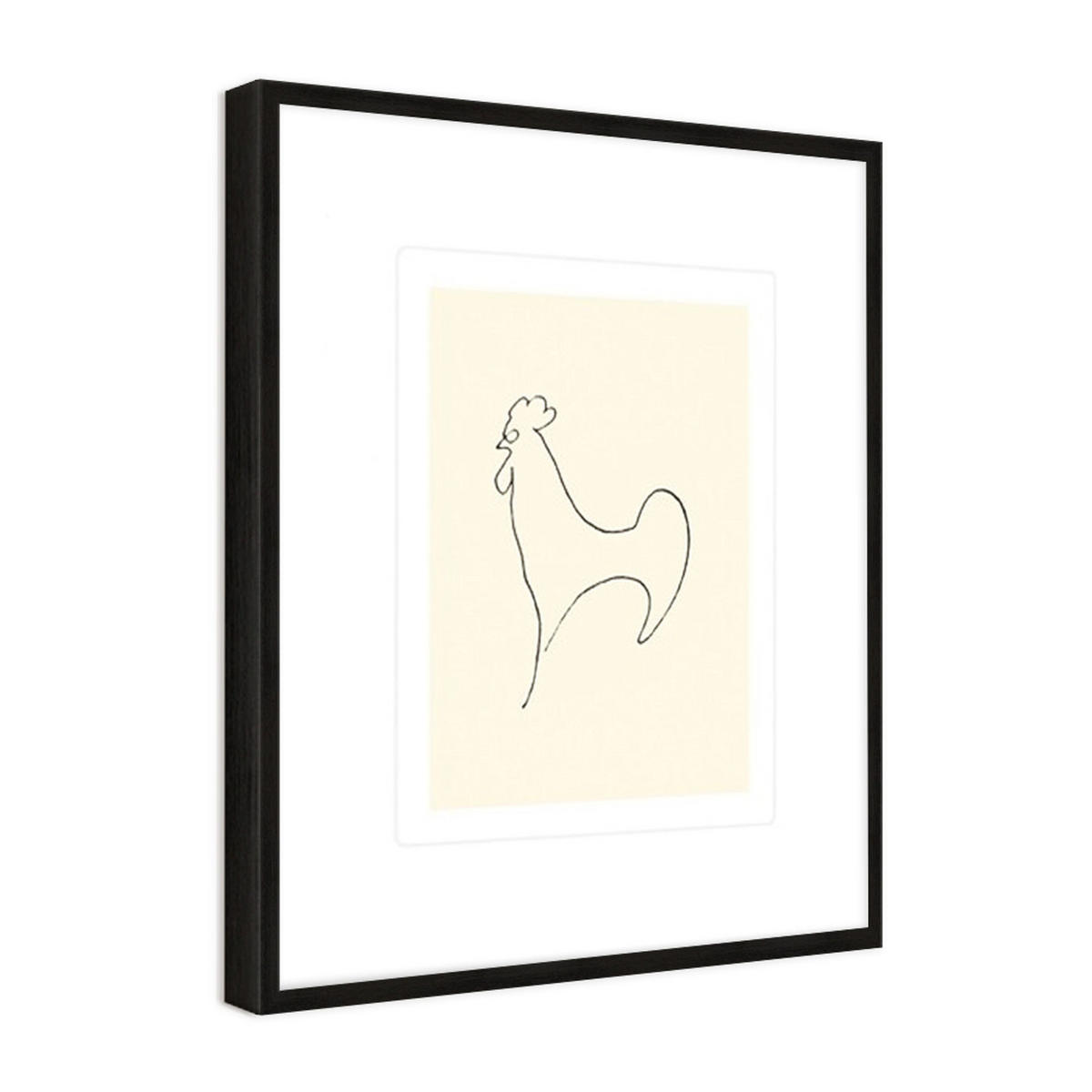 BILD gerahmt 53x63 cm Pablo Picasso „Der Hahn“ - Weiß, Holz (53/63cm) - artissimo