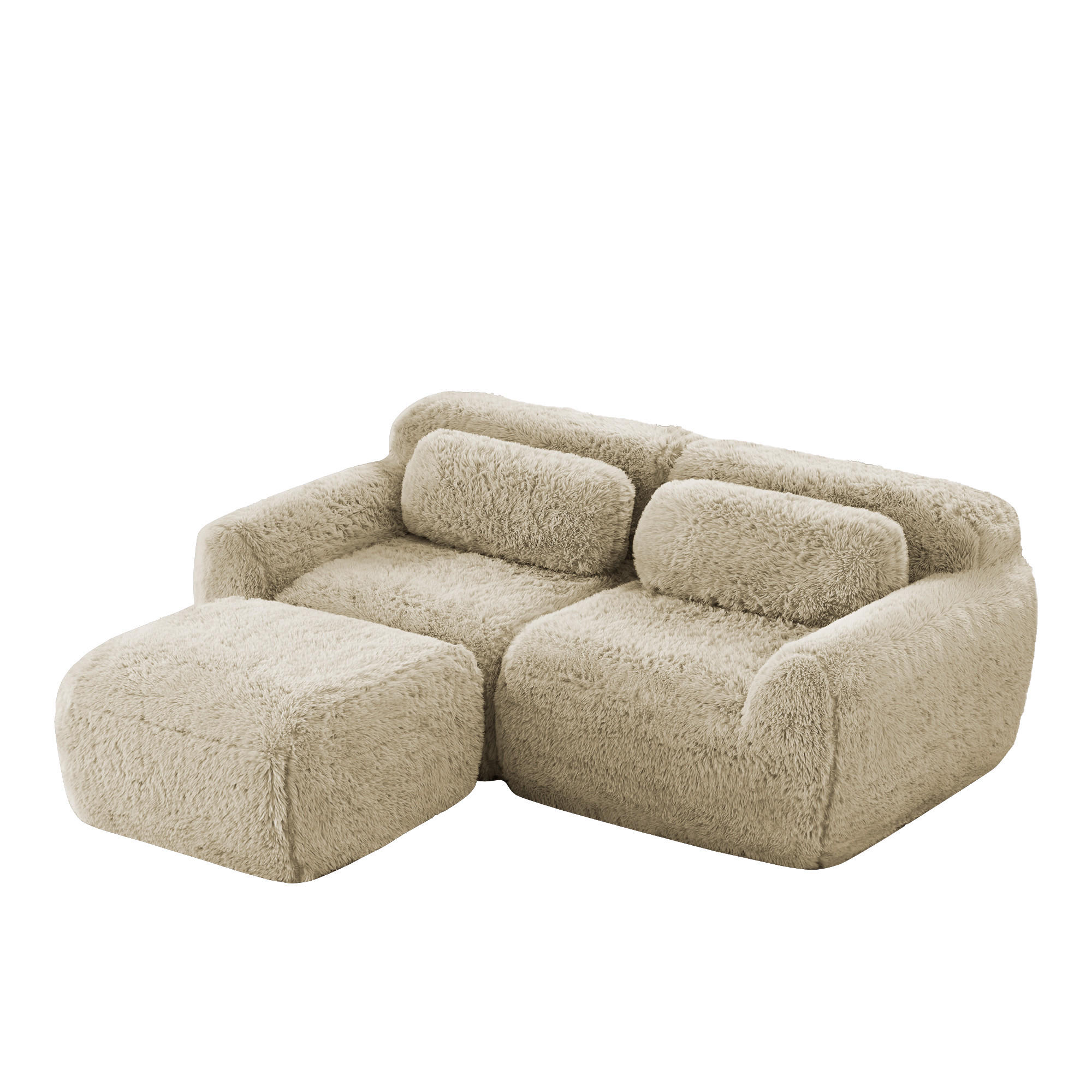 SOFA 2-Sitzer mit modularem Design beige aus Plüsch - Beige, Textil (179/73/204cm) - Luhomfu