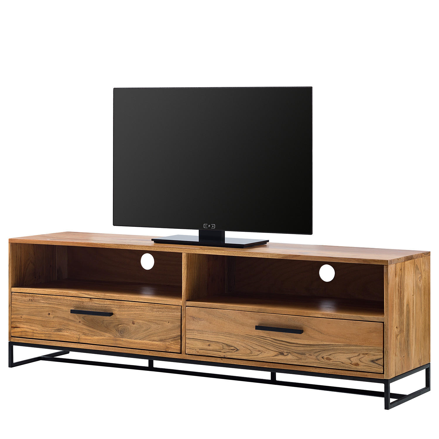 TV-LOWBOARD - Akazie massiv / Eisen, Breite 160 cm - Akaziefarben, Holz (160/50/40cm) - home24
