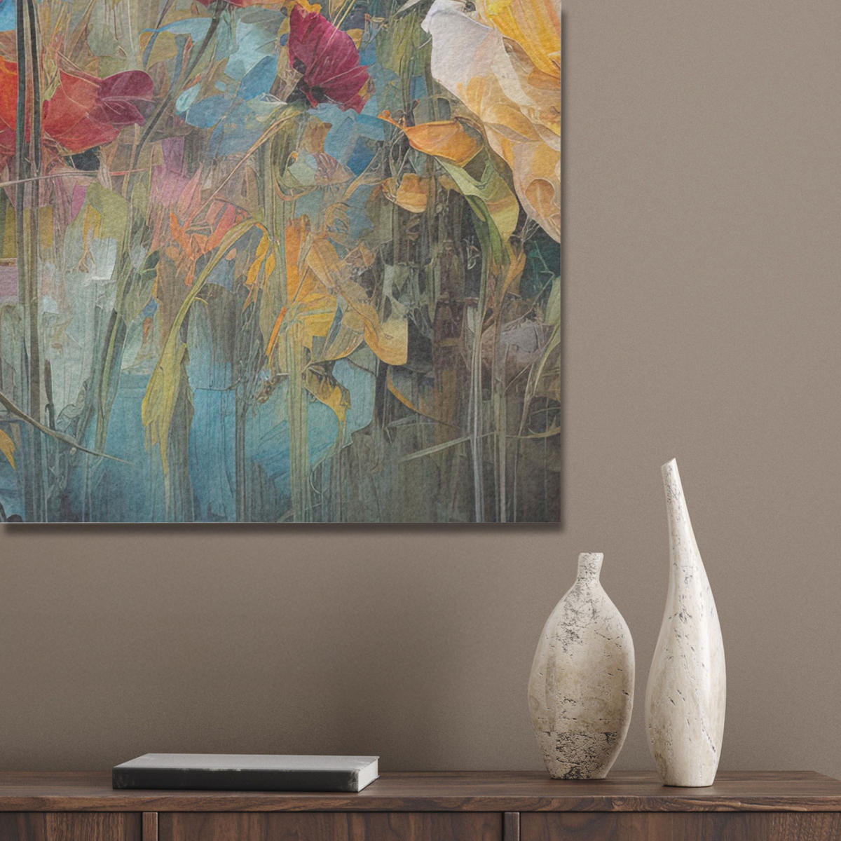 AKUSTIKBILD Blumen - Aquarell - Kunst - Botanisch - Natur Wanddeko 60x90 cm - Orange, Kunststoff (60/90/0.9cm) - MuchoWow