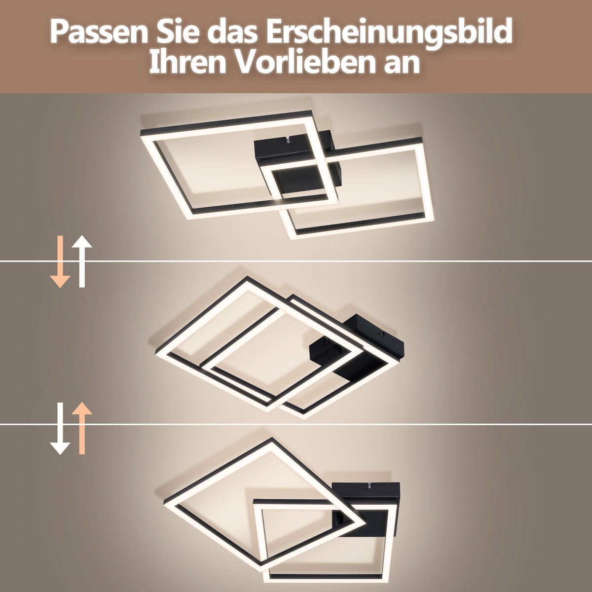 LED DECKENLEUCHTE Delwynne 39.5/39.5/6.7 cm - Schwarz, Kunststoff (39.5/39.5/6.7cm) - ZMH