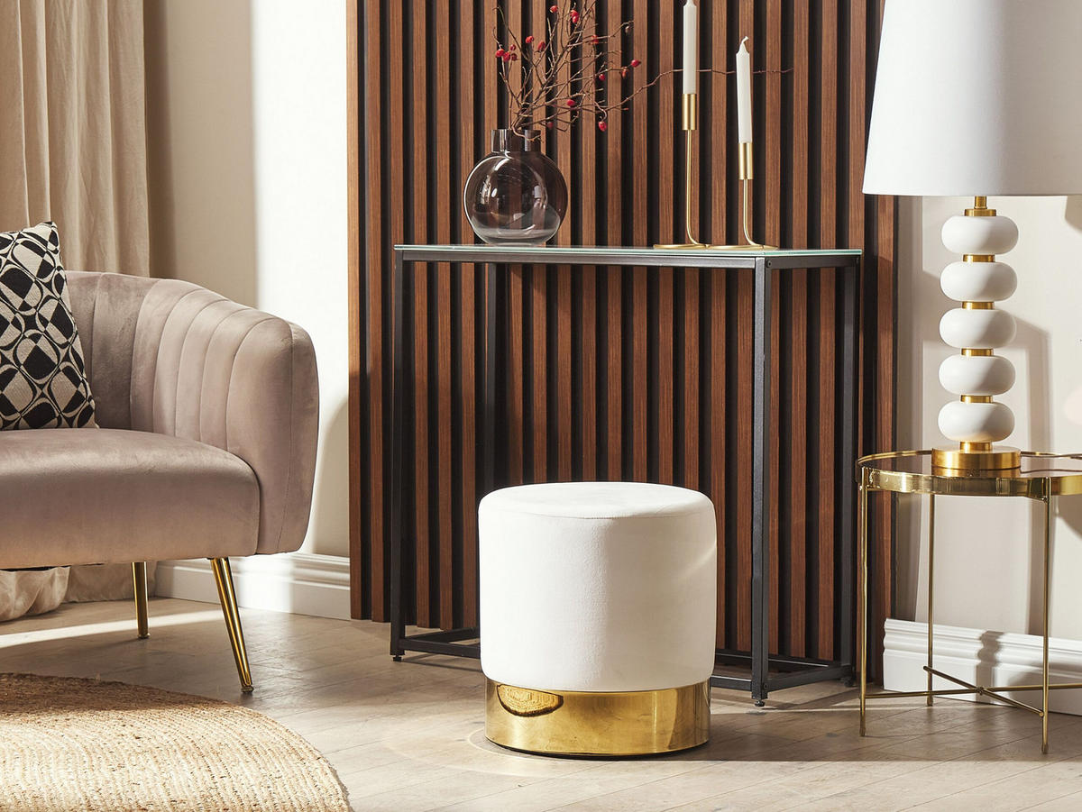 POUF Sophia 39/39/40 cm - Weiß, Textil (39/40/39cm) - Beliani