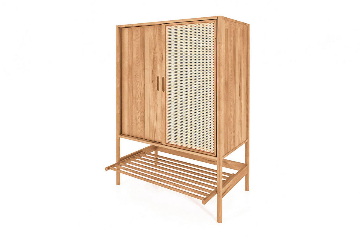 KOMMODE mit REGAL INA Kernbuche - Ecru, Holz (108/150/46cm) - byoak
