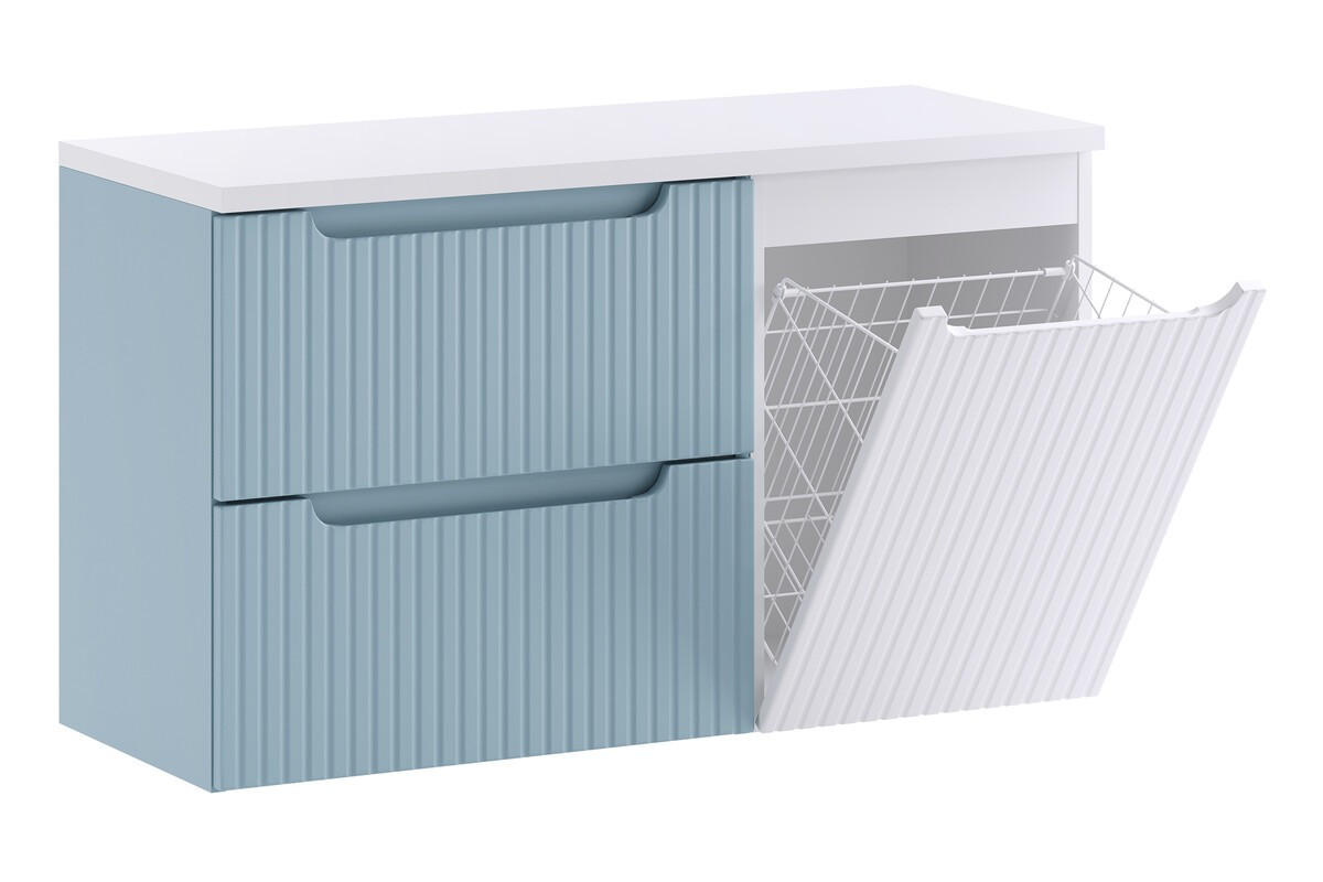 WASCHBECKENUNTERSCHRANK 100 cm 3 Teile - Nova Denim N BM382 in Denim / Weiß Matt - Dunkelblau/Weiß, Holz (100/59.5/40cm)
