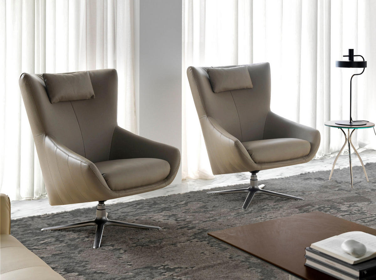 NERZFARBENER Öko-Leder-Drehsessel 76/90/100 cm - Grau, Textil (76/100/90cm) - ANGEL CERDA