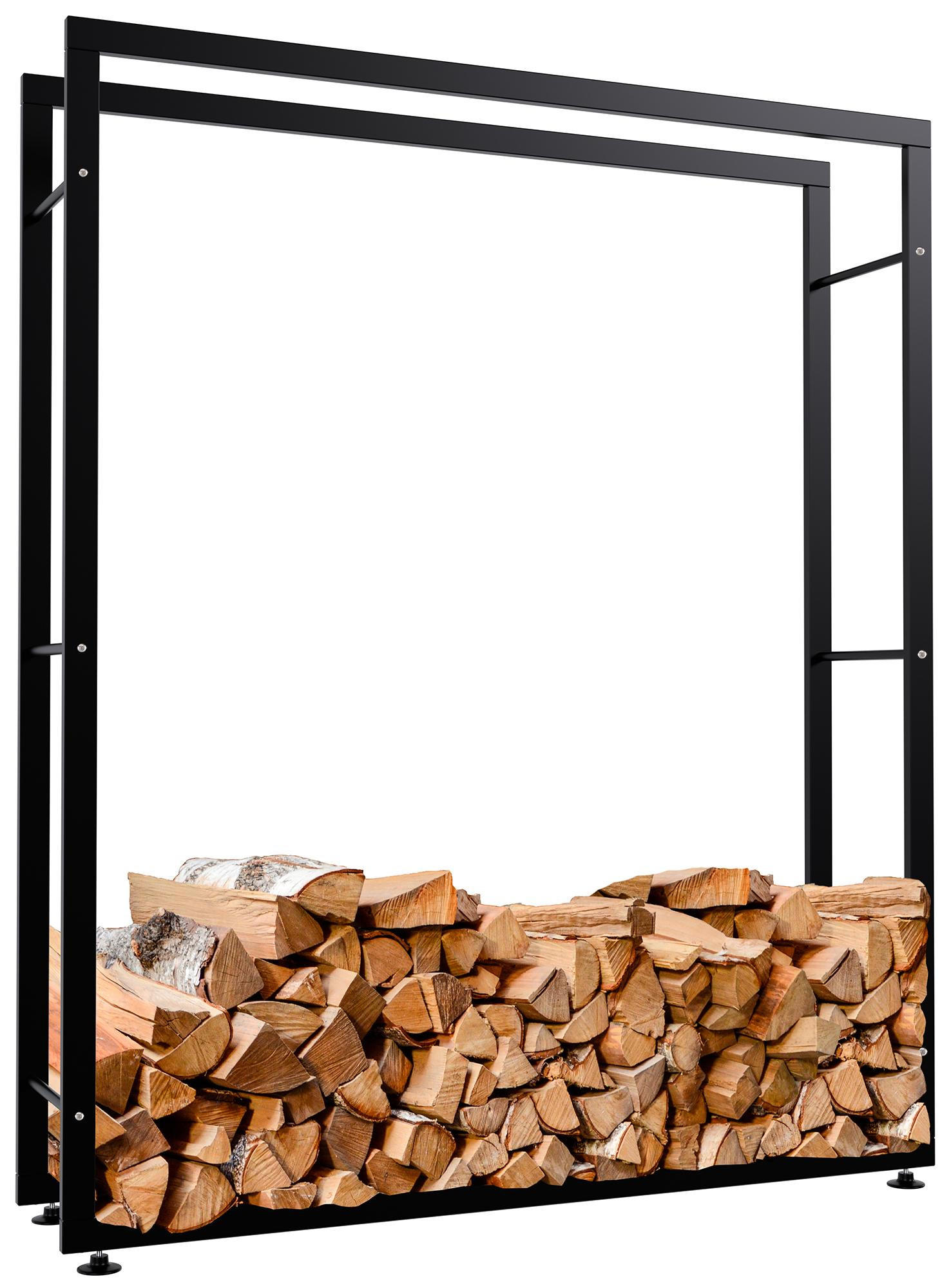 KAMINHOLZREGAL 125/25/150 cm Metall schwarz - Schwarz, Metall (125/150/25cm) - CLP