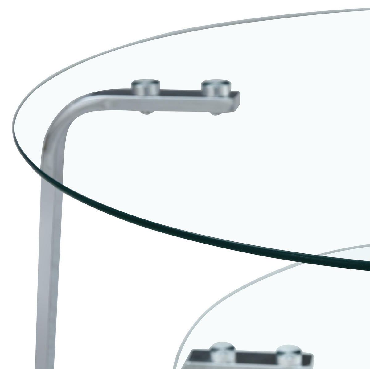 COUCHTISCH 2-stufig rund Metall Silber mit Glas - Grau, Metall (80/80/45cm) - Meubliv
