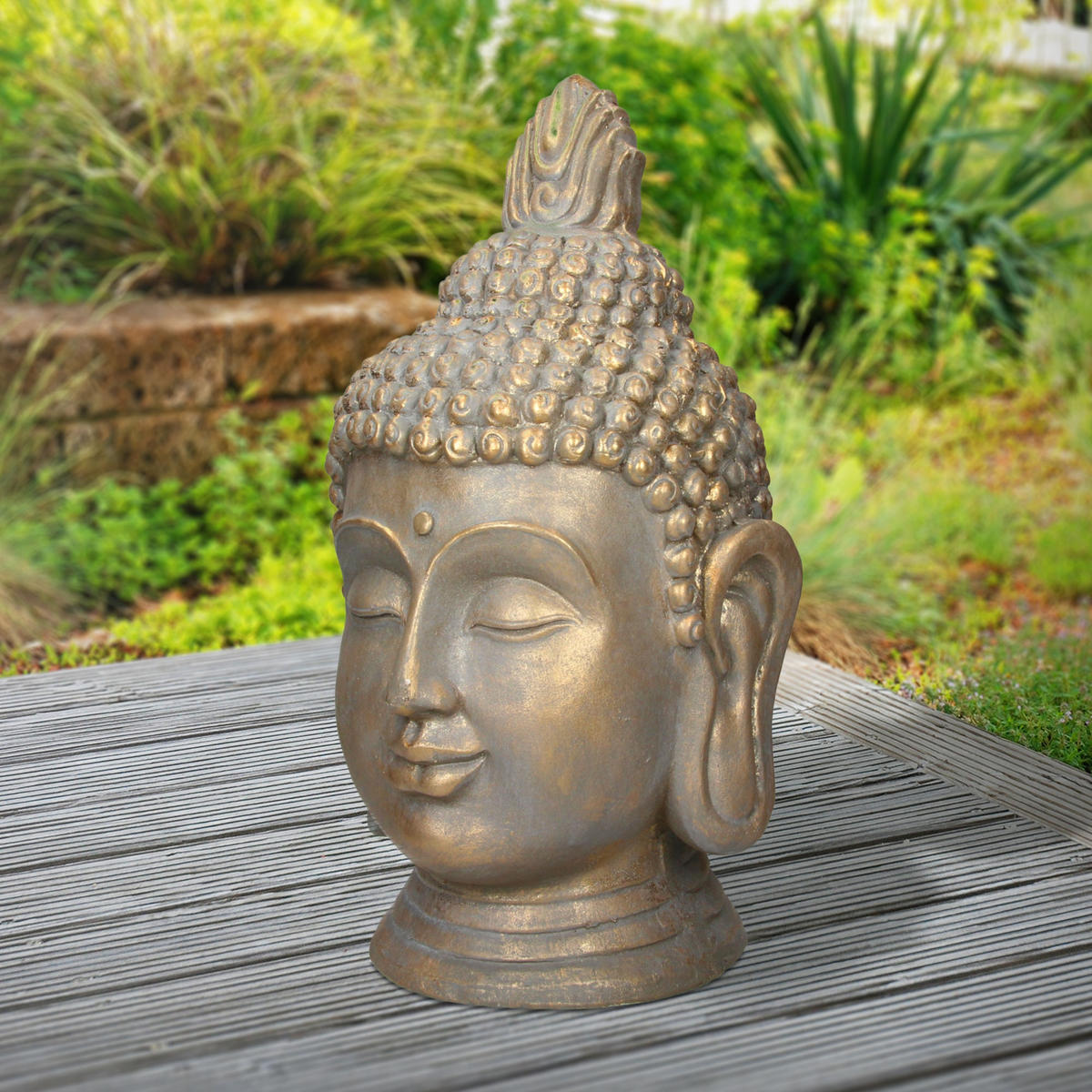 BUDDHA KOPF STATUE 74,5 cm - Bronzefarben, Kunststoff (38/74.5/42cm) - ECD-Germany