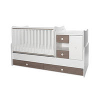 BABYBETT Mini Max 3 in 1 braun weiß 120 x 60 cm, Jugendbett 190 x 72 cm, Wickelkommode, Schaukelfunktion - Braun, Holzwerkstoff (72/190cm) - Lorelli