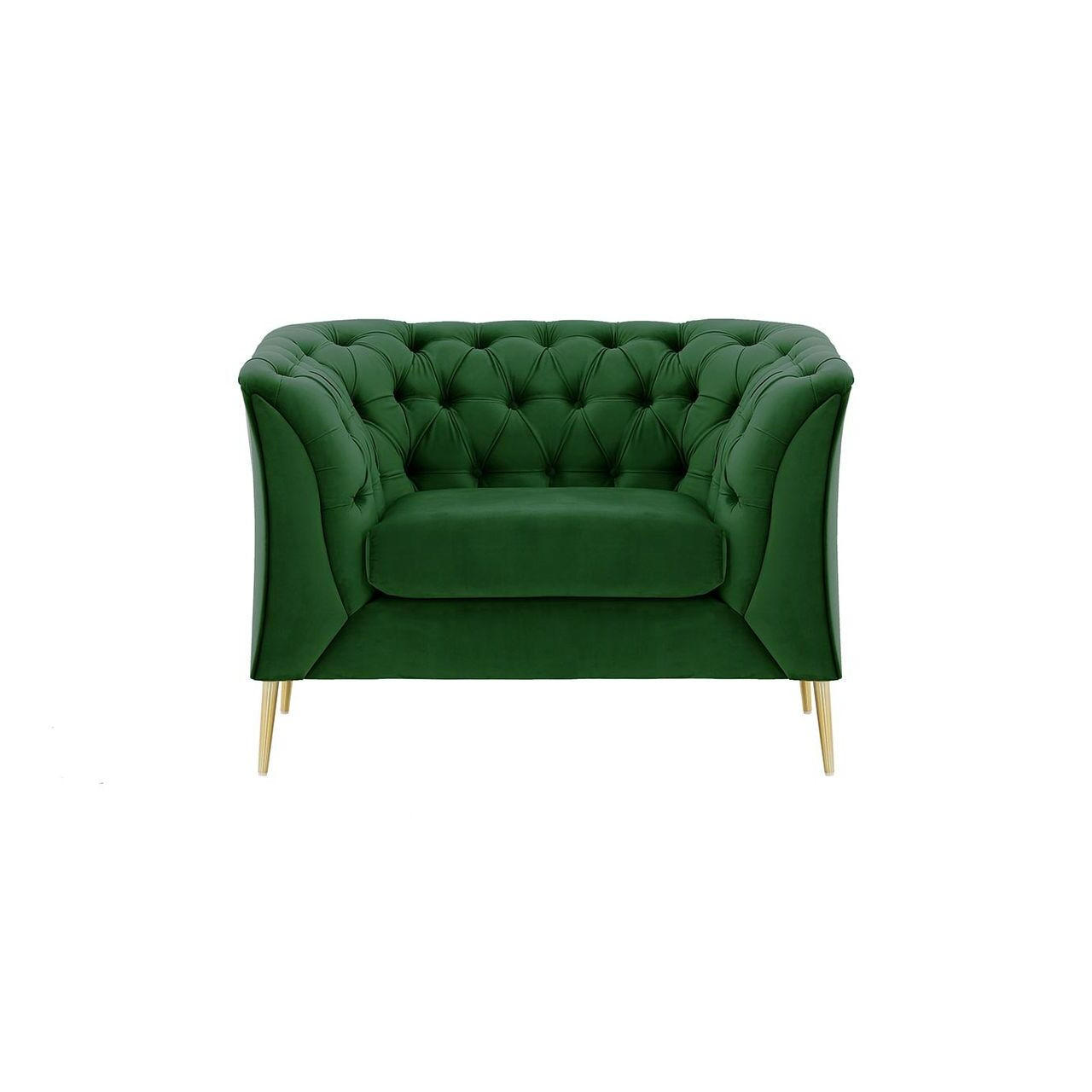 SESSEL Chesterfield Modern-Velluto 10 - Grün, Holz/Textil (106/74/80cm)