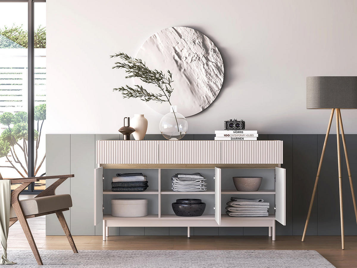KOMMODE – 154 cm – Dunea - Kaschmir/Eichefarben, Holzwerkstoff (154/85/40cm) - hi-markt
