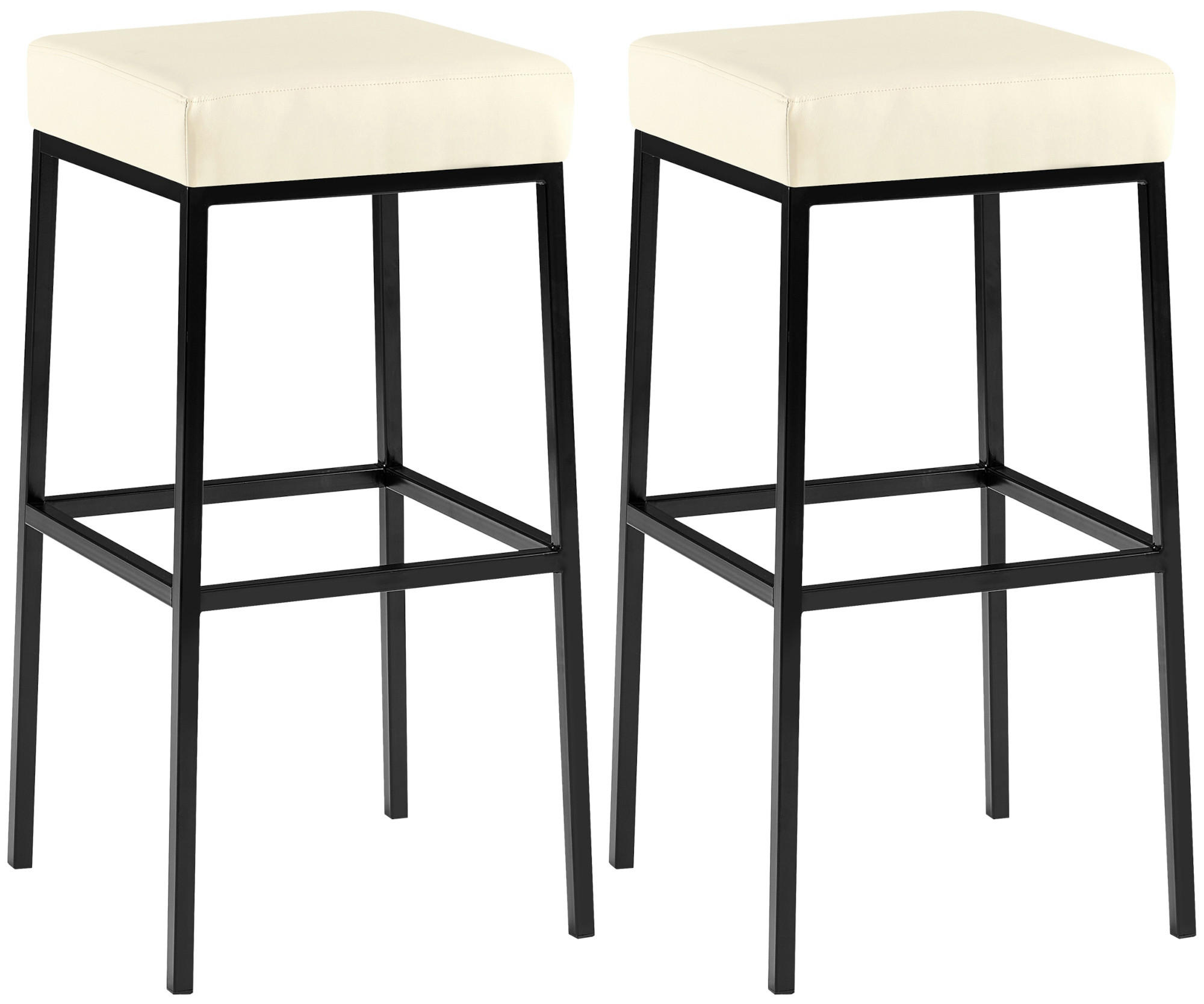 BARHOCKER 2er Set Lederlook creme - Creme/Schwarz, Textil/Metall (37/78/37cm) - CLP