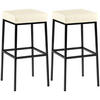 BARHOCKER 2er Set Lederlook creme - Creme/Schwarz, Textil/Metall (37/78/37cm) - CLP