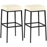 BARHOCKER 2er Set Lederlook creme - Creme/Schwarz, Textil/Metall (37/78/37cm) - CLP