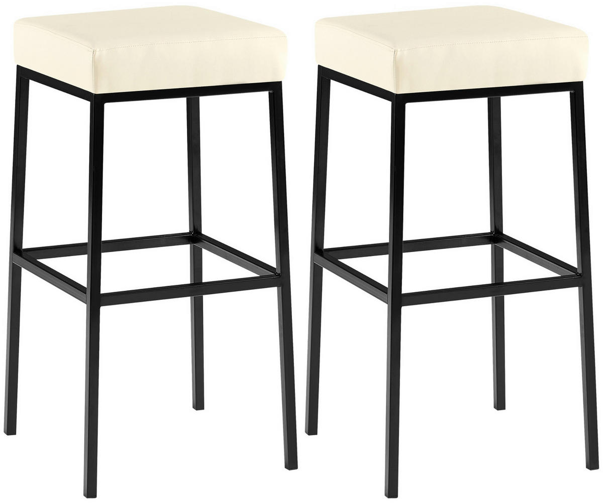 BARHOCKER 2er Set Lederlook creme - Creme/Schwarz, Textil/Metall (37/78/37cm) - CLP