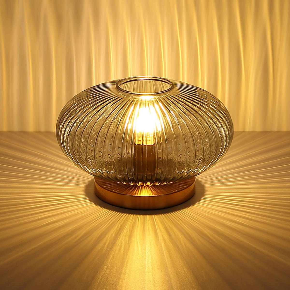 LED TISCHLEUCHTE Metall Messing Klar - Klar, Glas (30/30/20cm) - Globo Lighting