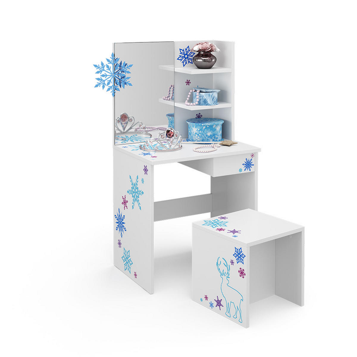 DĚTSKÝ TOALETNÍ STŮL Schneeflocke Bílá - bílá, kompozitní dřevo (54.8/103/40cm) - Vicco