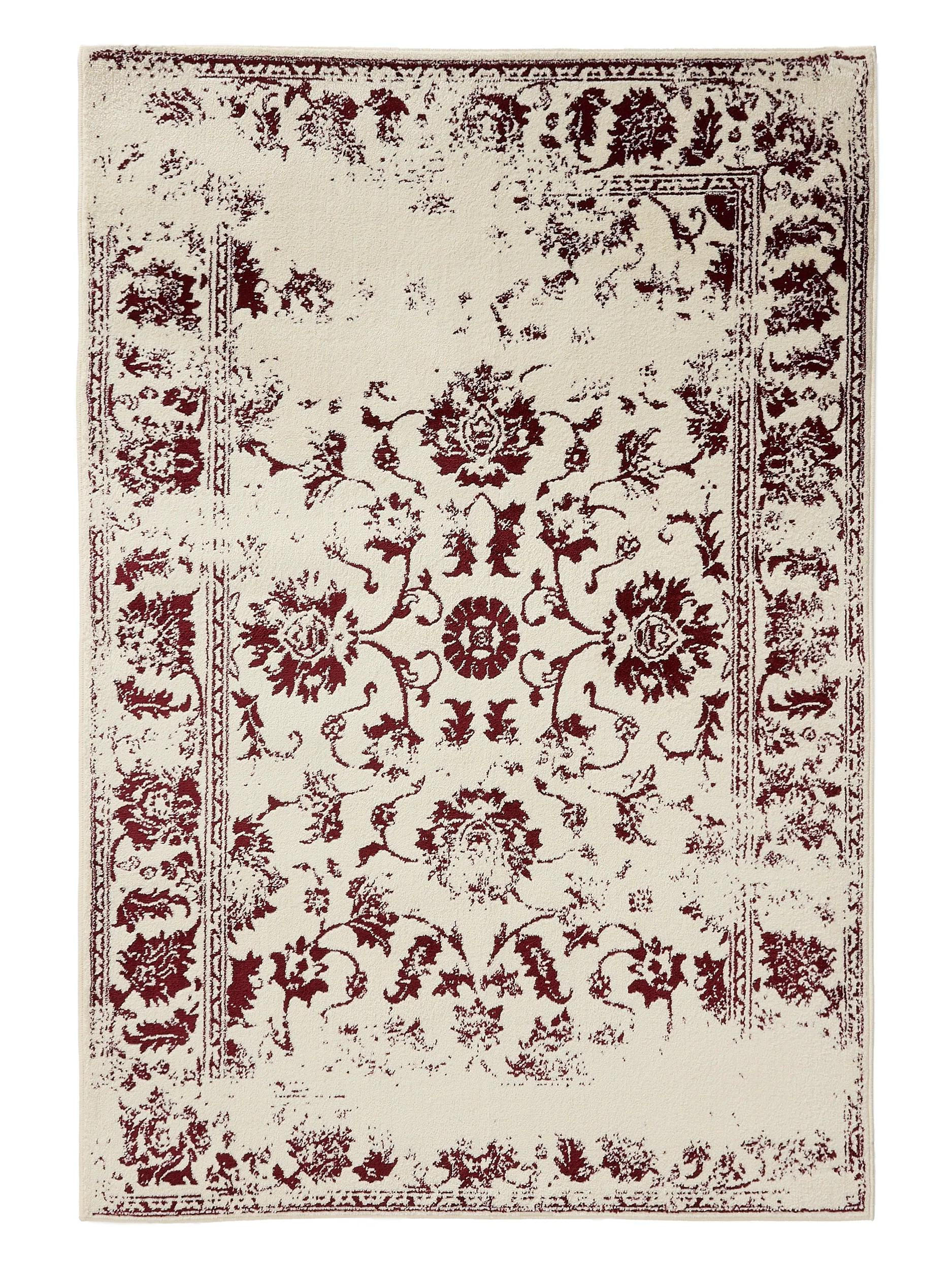VINTAGE-TEPPICH Suki 60/120 cm - Rot/Creme, Kunststoff (60/120cm) - benuta