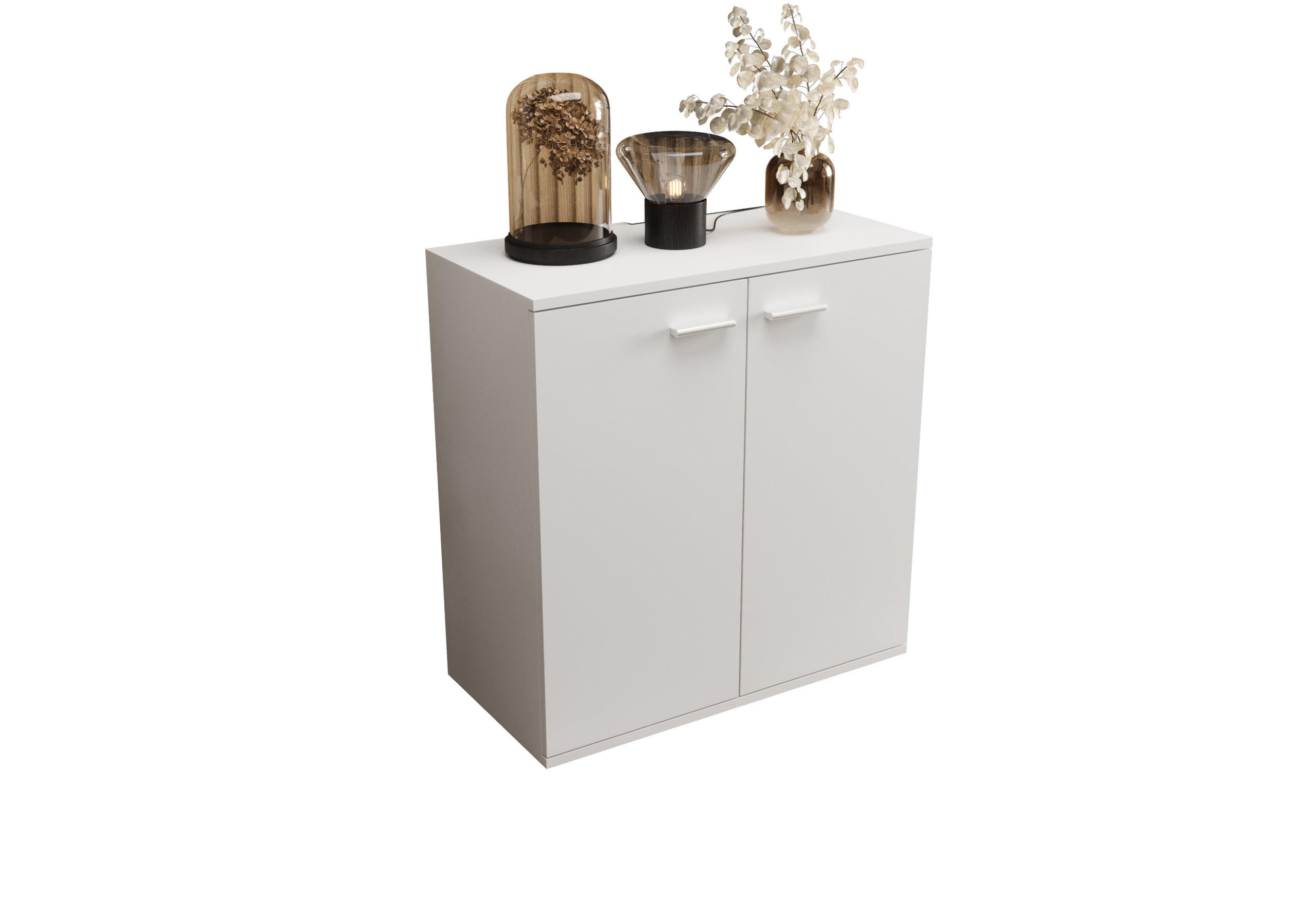 KOMMODE London LMK 2D mit 2 Türen, Sideboard in Farbe: Weiß, Größe: 71 x 75 x 35 cm - Weiß, Holzwerkstoff (71/75/35cm) - O-Sofa