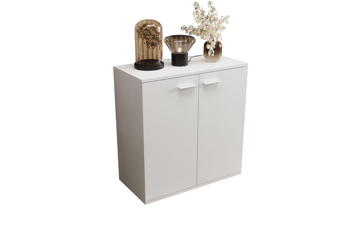 KOMMODE London LMK 2D mit 2 Türen, Sideboard in Farbe: Weiß, Größe: 71 x 75 x 35 cm - Weiß, Holzwerkstoff (71/75/35cm) - O-Sofa