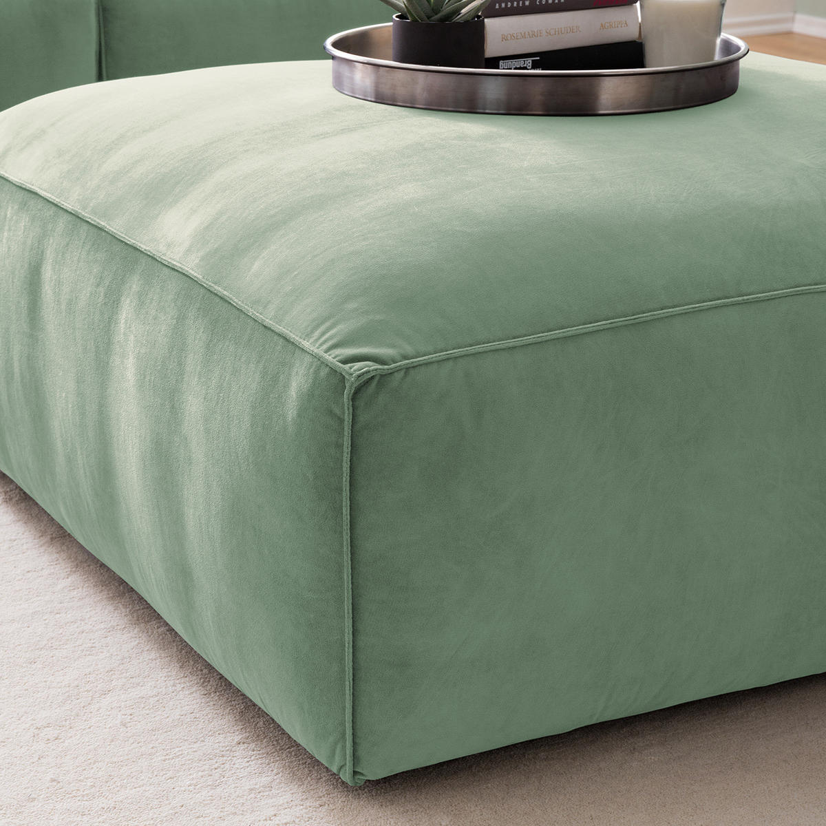 POLSTERHOCKER - Schwarz/Mintgrün, Kunststoff/Textil (92/42/92cm) - home24