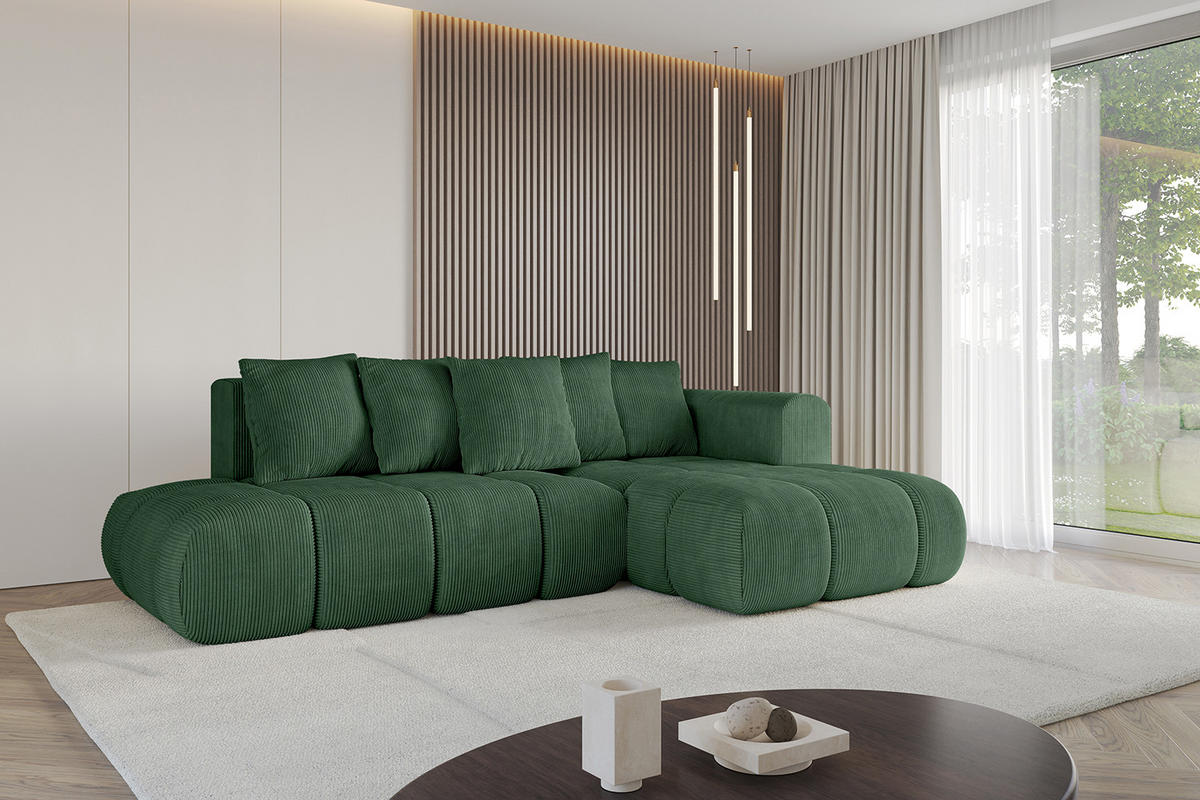 ECKSOFA Ottomane Rechts CLOUD-L-v1 289x180x40 Grün Cord - Grün, Holzwerkstoff/Kunststoff (289/180cm) - ALTDECOR