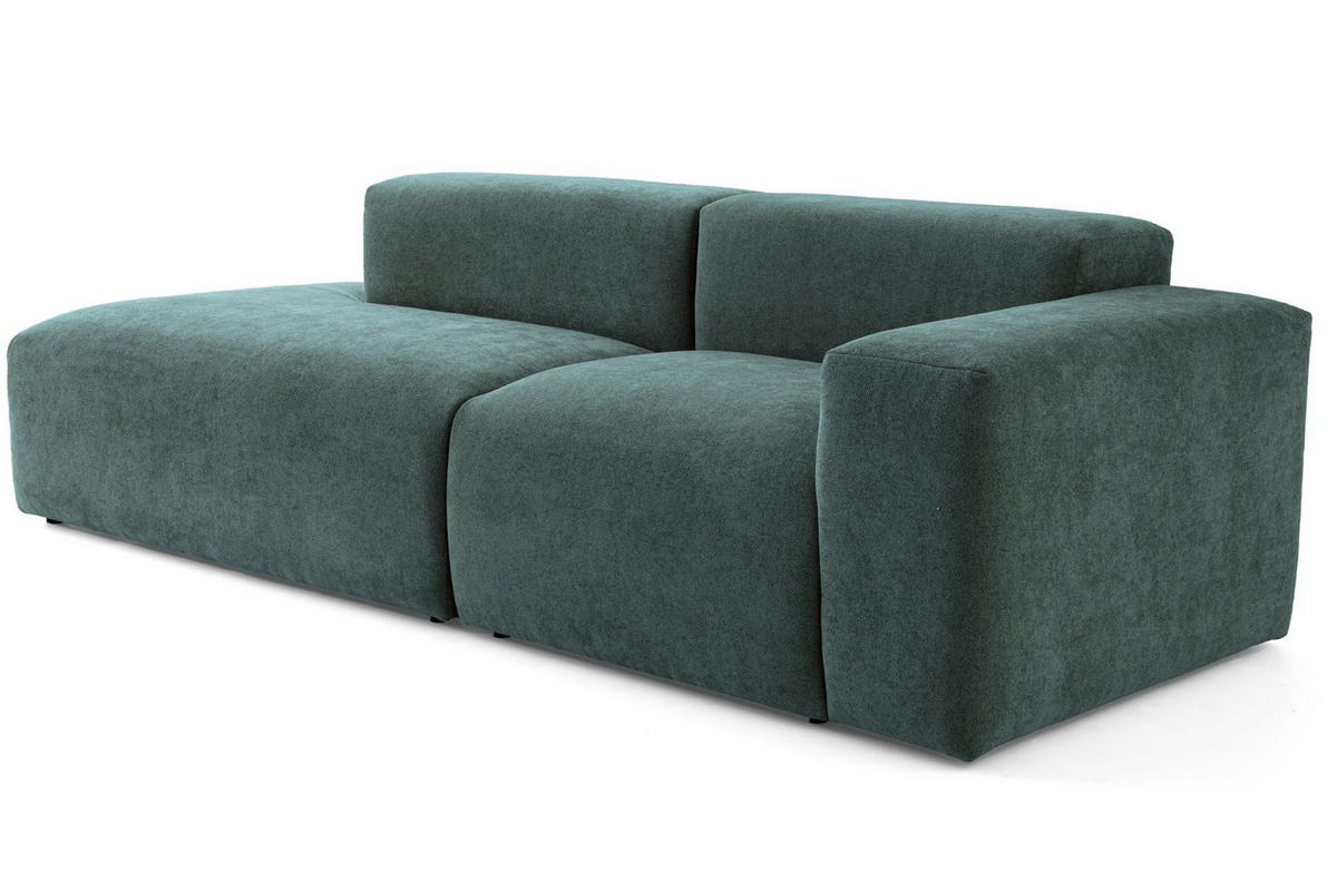 3-SITZER modulares Sofa HEAVEN SET 1 Links, Breite 255 cm Webstoff Dunkelgrün - Dunkelgrün/Schwarz, Holz/Kunststoff (255/71/102cm) - Muffo