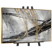 GEMÄLDE Goldener Strich II Schattenfugenrahmen Gold 140x100 cm - Goldfarben, Holz (140/100cm) - YS-art gallery