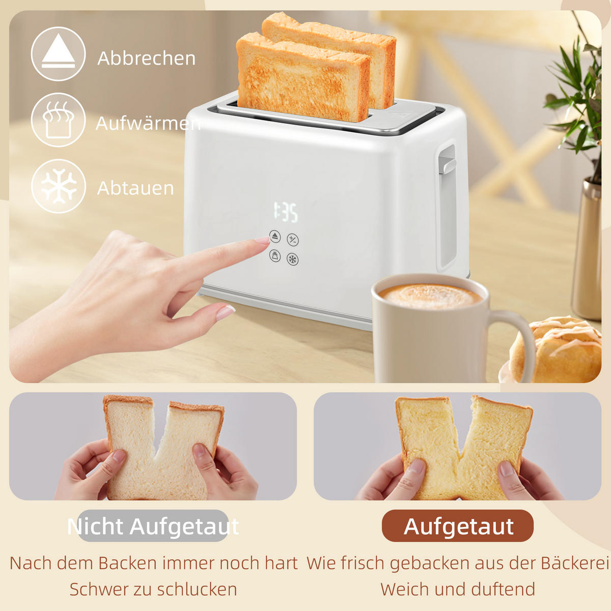 TOASTER mit Wasserkocher DE-07869 Weiß - Weiß, Kunststoff (15.5/25.1/21.5cm) - ComfortXL