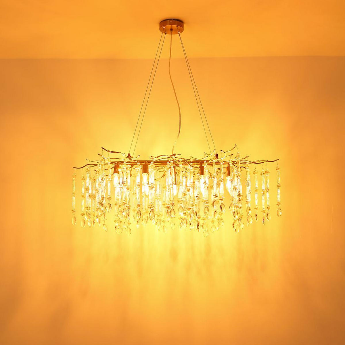 KRONLEUCHTER GLORIA 14 flammig gold - Goldfarben, Glas (150/60/120cm) - Globo Lighting