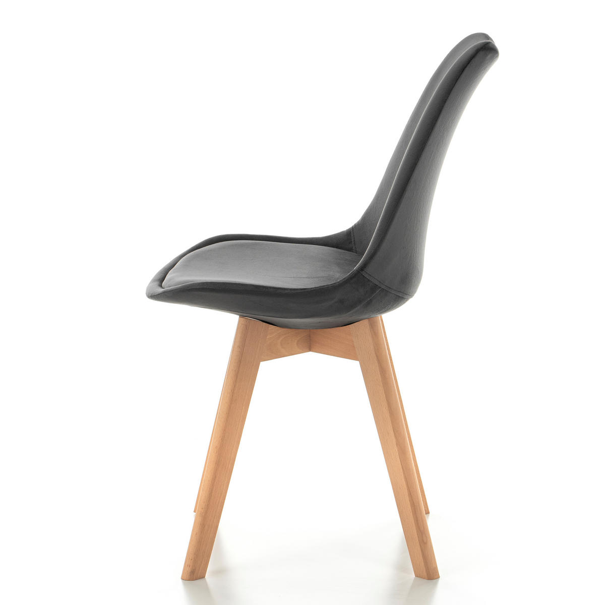 STUHL Dublin modern grau, Holzbeinen - Veloursstoff und Polsterschaum - Naturfarben/Grau, Holz/Textil (50/83/54cm) - NEW HOME