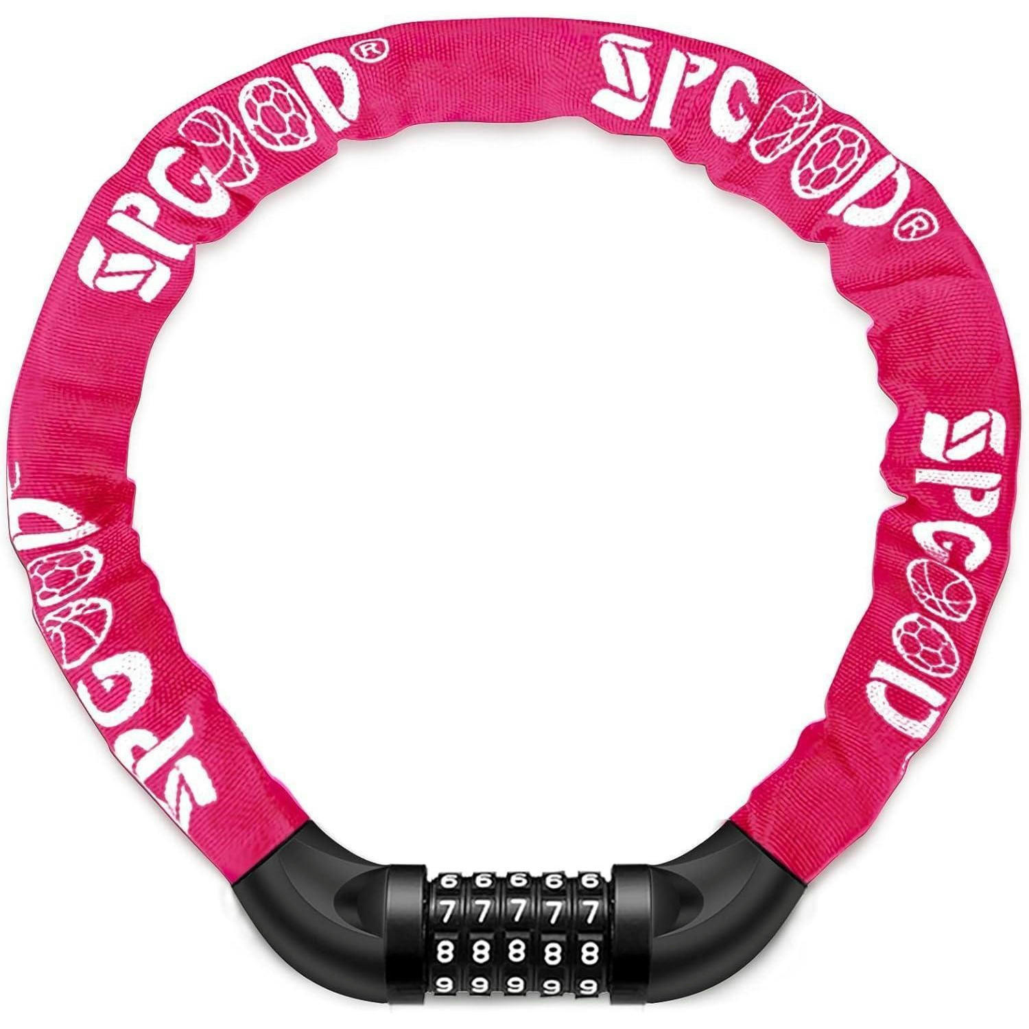 FAHRRADSCHLOSS Kettenschloss 83 cm Pink mit Zahlenkombination - Pink, Metall (4/4/83cm)