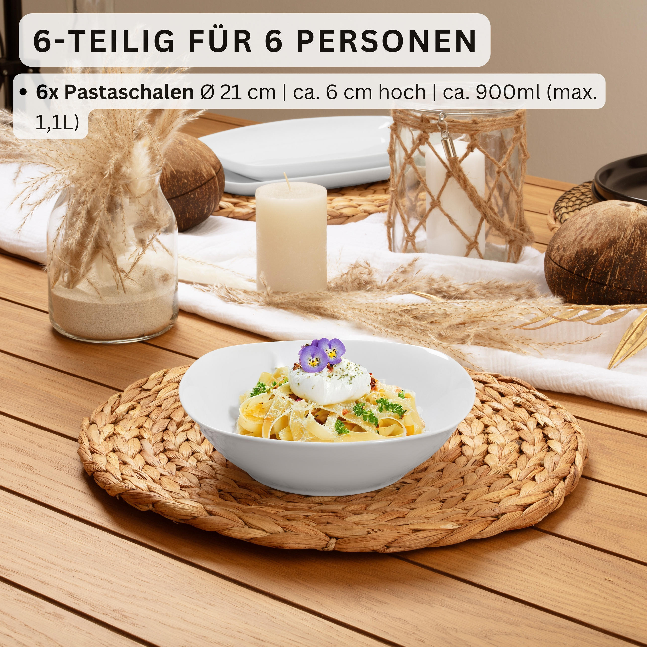 PASTASCHALEN SET BILGOLA - 6 teilig aus Porzellan - Weiß, Keramik (21cm) - Sänger