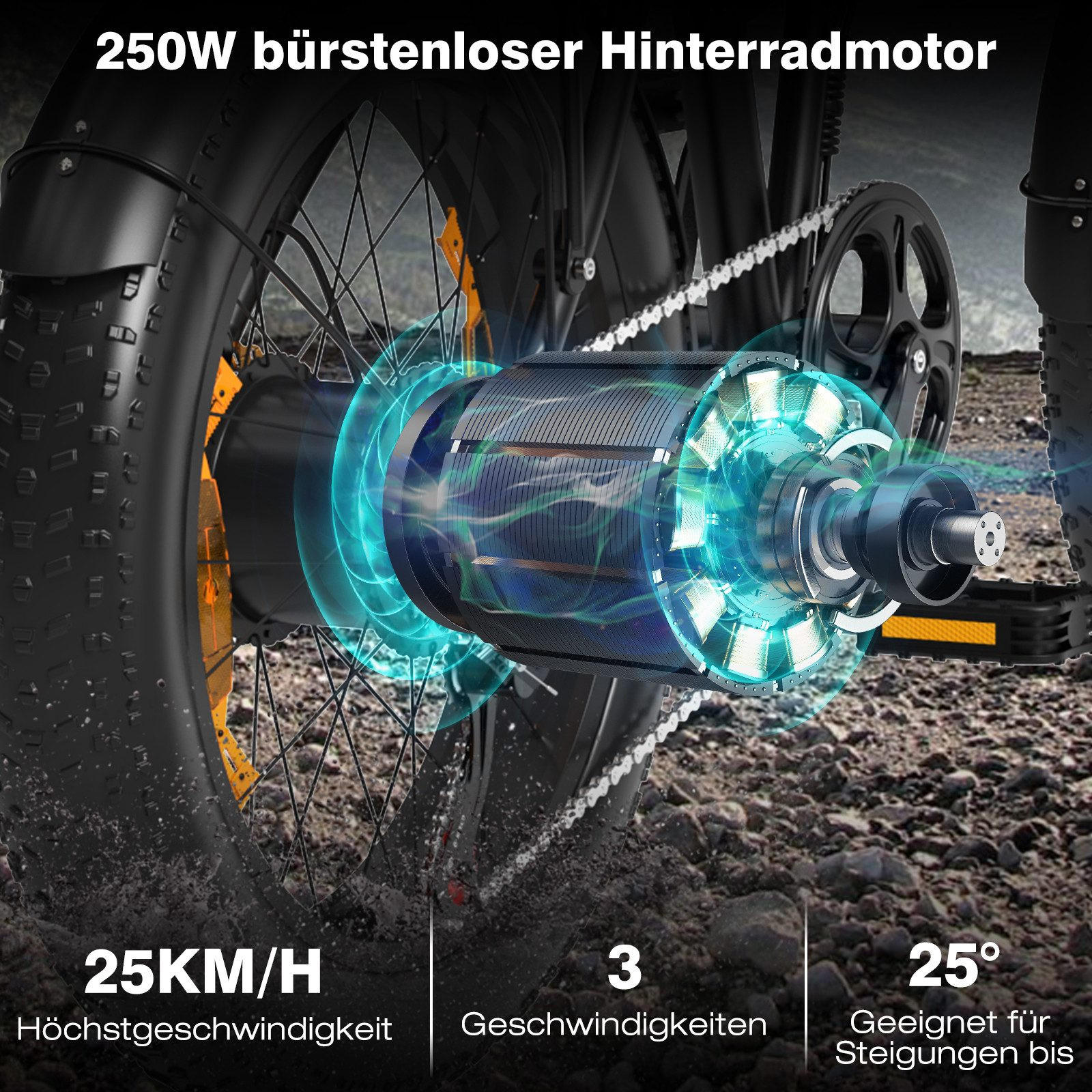 E-BIKE BK10SP Faltrad 20*4,0 zoll mit 48V13Ah Akku - Grün, Metall (30cm) - HITWAY