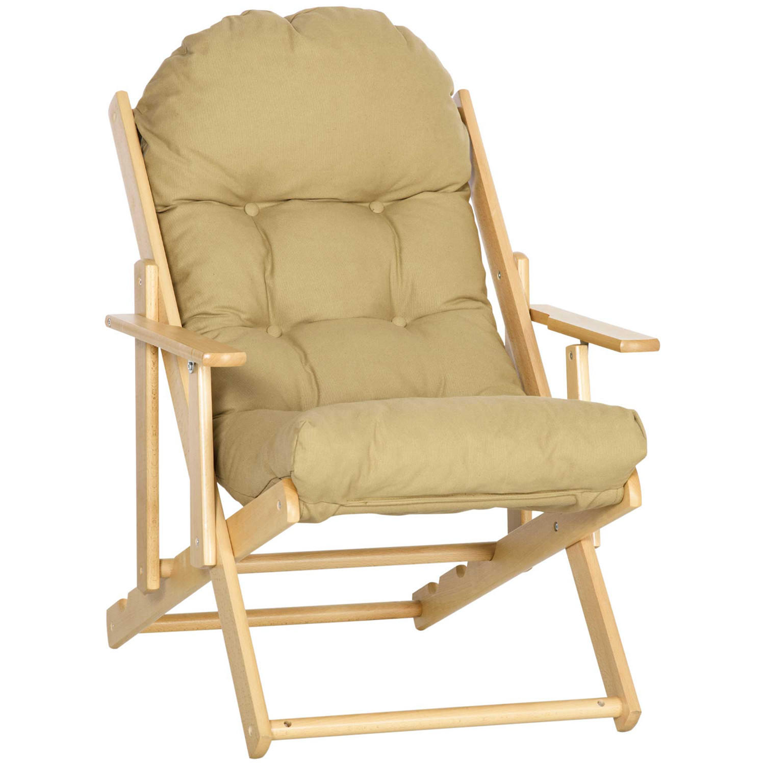 RELAXSESSEL klappbar Leinenoptik Buchenholz braun - Naturfarben, Textil (71/126/14cm) - Kaket
