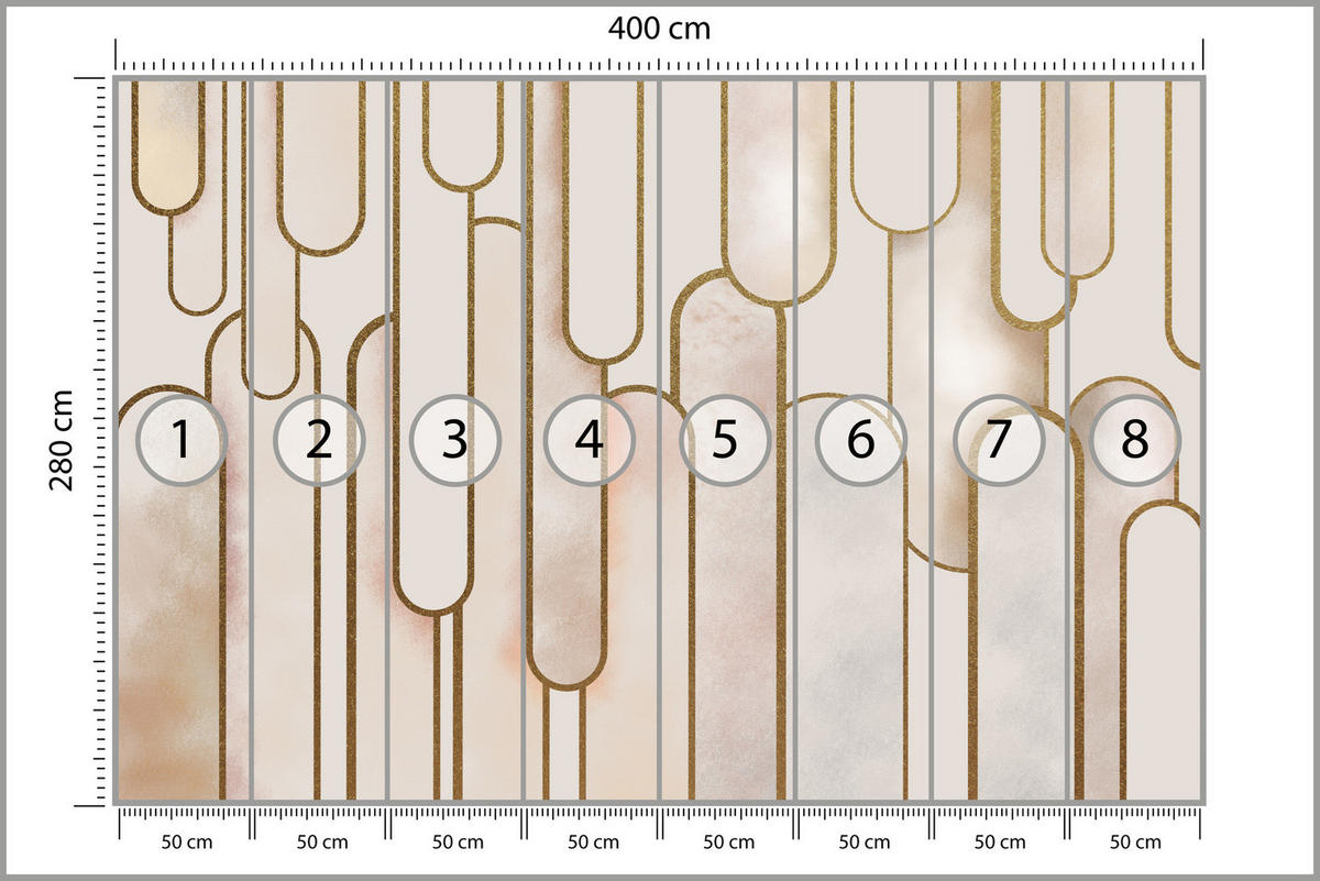 FOTOTAPETE für Wohnzimmer Abstraktion Art Deco 400x280 - Beige/Rosa, Papier (400/280cm) - Muralo
