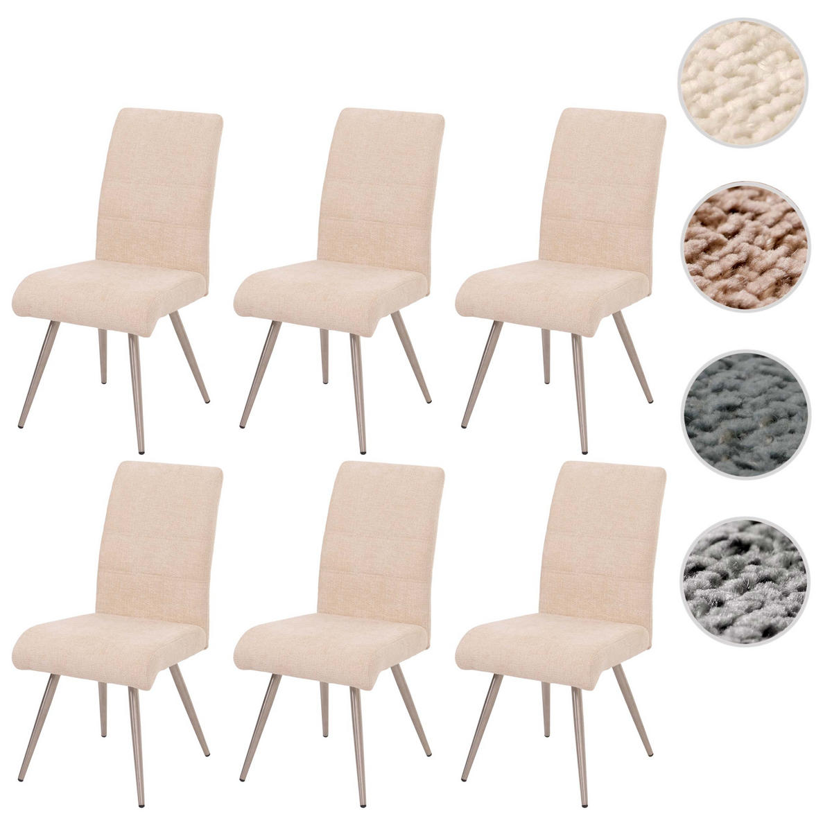 ESSZIMMERSTUHL Cremeweiß 6er-Set - Weiß, Textil (68/97/64cm) - MCW
