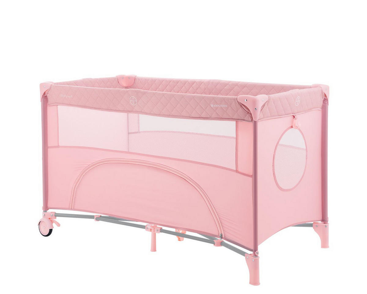 REISEBETT Nighty Night rosa 2 Ebenen, Spielbogen, 2 Räder, Wickelauflage - Rosa, Kunststoff (60/120cm) - Kikka boo