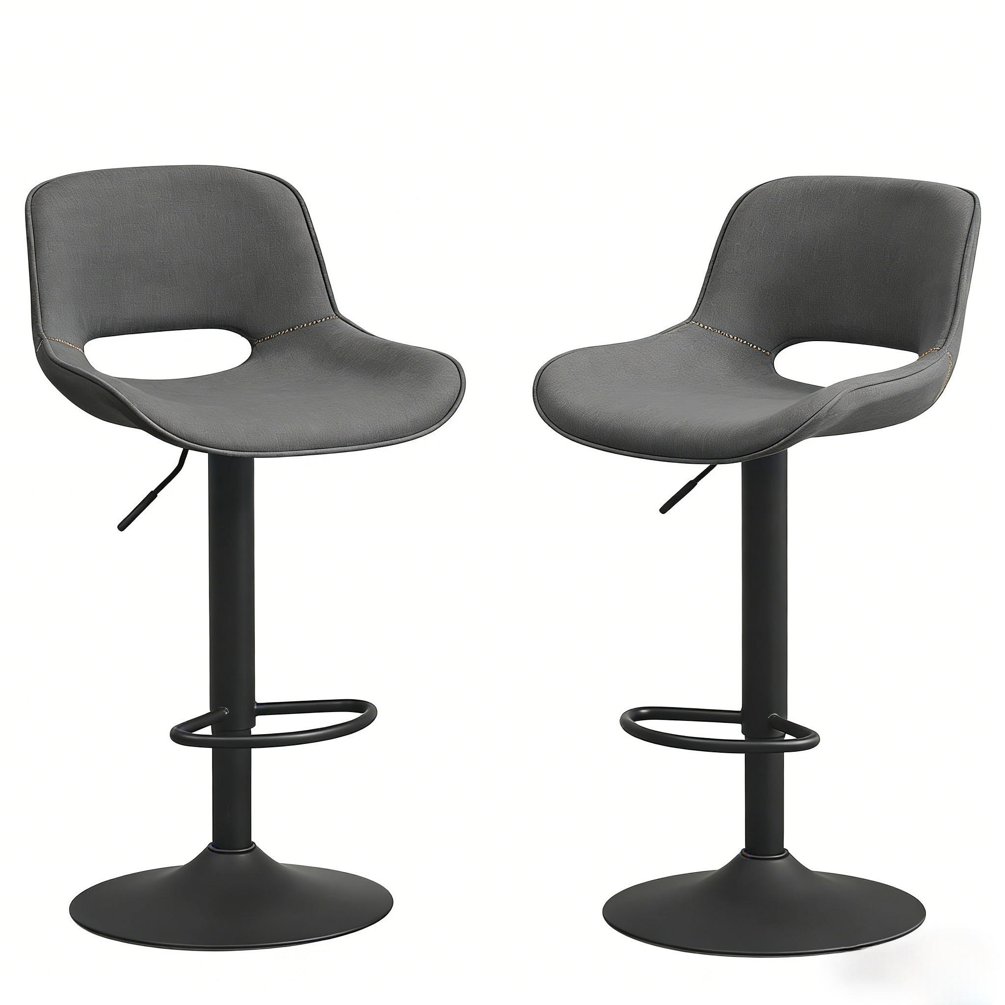BARHOCKER 2er-Set Grau Drehbar Höhenverstellbar mit Leinenbezug - Grau, Metall (49/106/49cm) - PANGIVO