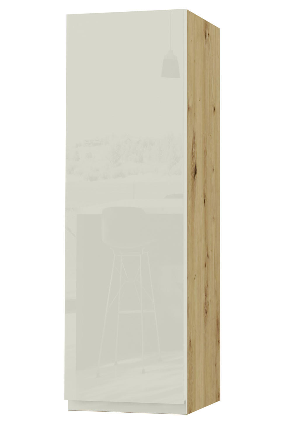 HÄNGESCHRANK Florence W4/30 Eiche Artisan / RAL 1013 perlweiß HG 30 / 32,5 / 96cm - Türanschlag links - Weiß Hochglanz/Eiche Artisan, Holz/Holzwerkstoff (30/96/32.5cm) - Feldmann-Wohnen