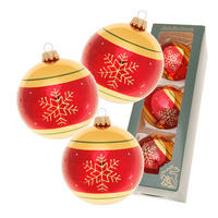 CHRISTBAUMKUGELN Schneeflocke Rot 8cm (Glas / 3 Stk.) - Rot, Glas (7/8/7cm) - Krebs Glas Lauscha