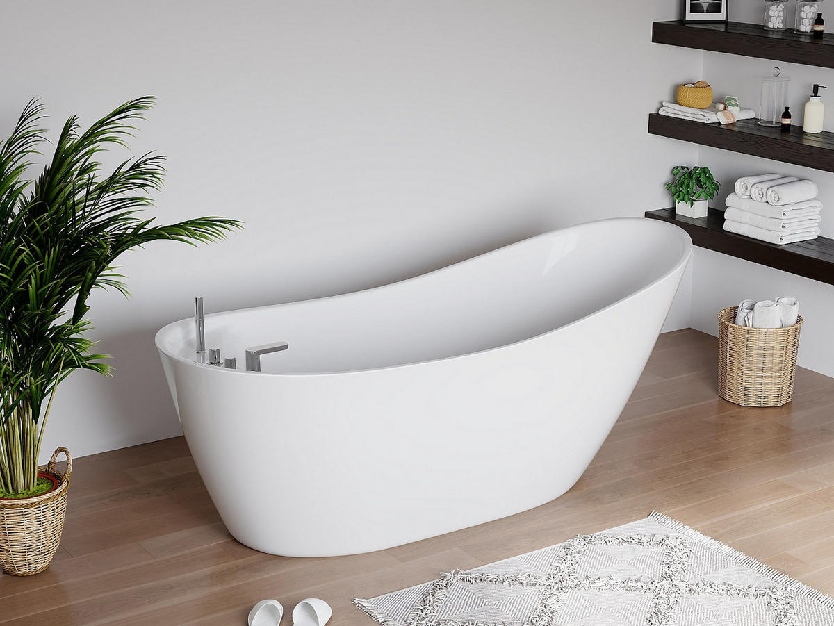 FREISTEHENDE Badewanne - 1 Person - acryl - weiß Natalia - Weiß, Kunststoff (170/73/75cm) - Vente-Unique